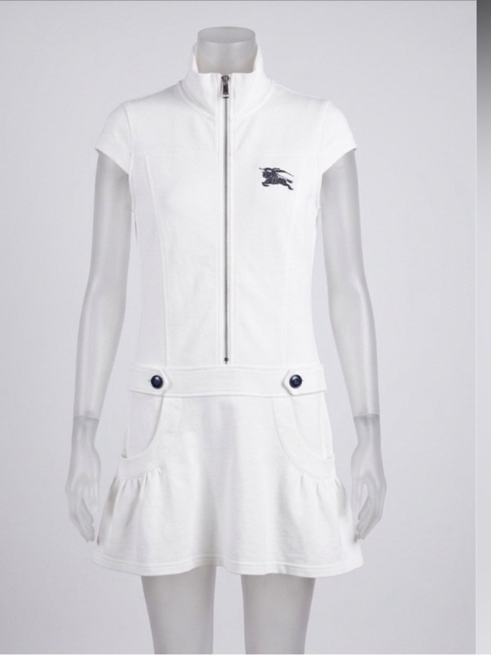 Burberry White Zip-Up Polo Dress Knight Logo - NWT/NWOT - S - Picture 2 of 9